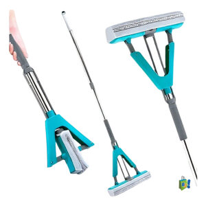 Mop Esfregão Dobrável Mágico Inox Limpeza Fácil com Base Flexível
