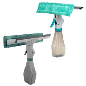 Limpa Vidros Star Limp 3 em 1 com Spray Integrado e Reservatório Pano Microfibra Lavável e Rodo Emborrachado Antirrisco para Janelas e Box